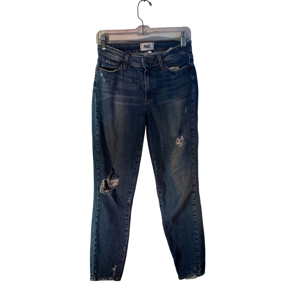 Paige 26 Waist Hoxton Distressed Crop Skinny Legging Jeans Msrp. $219 - Picture 1 of 9